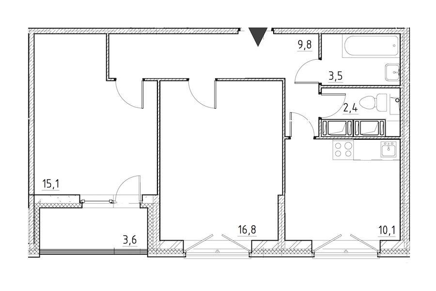 2-комнатная квартира 59.8 м², 9/12 эт., ЖК «Квартал Che»